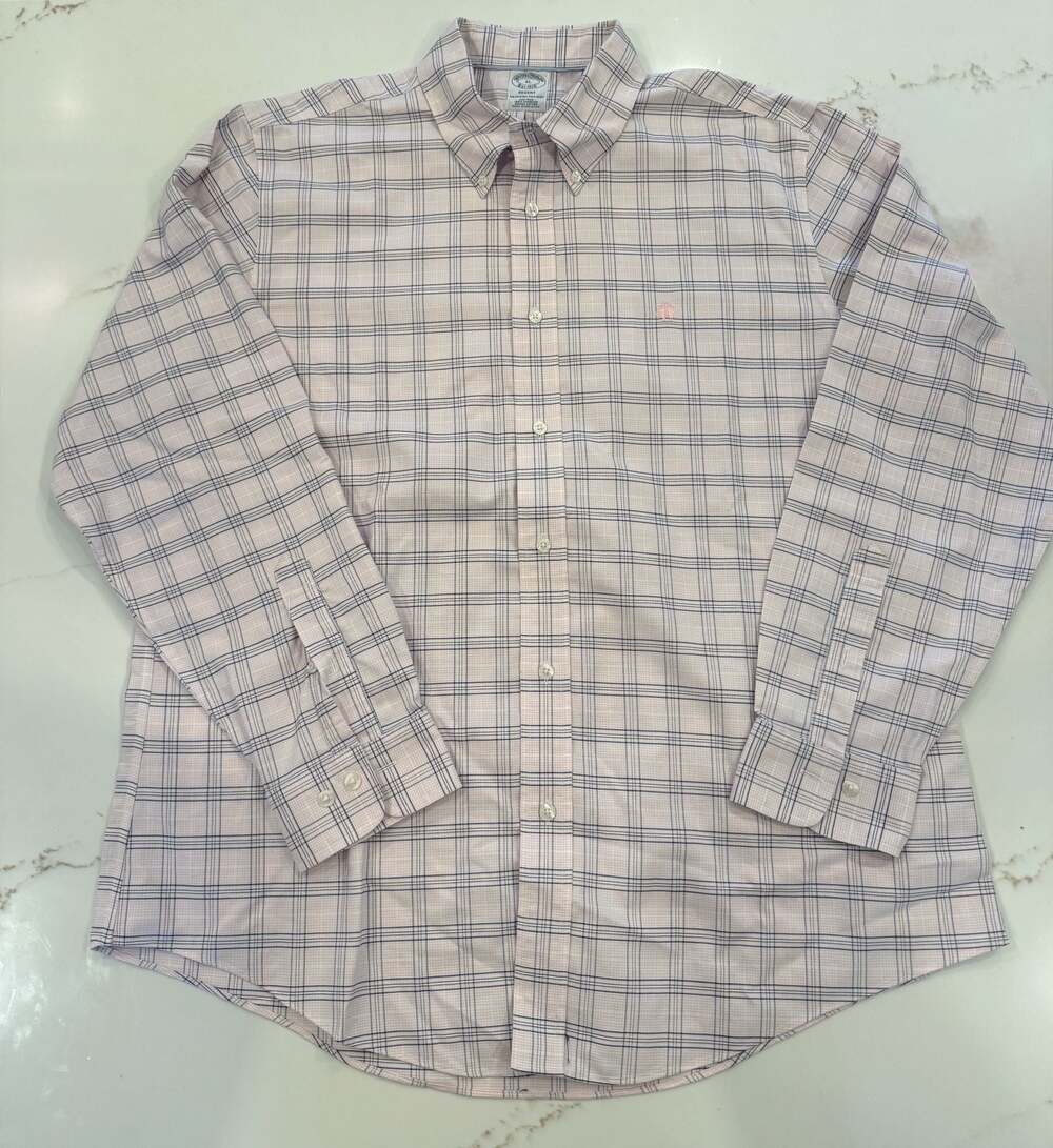 Brooks Brothers Regent Fit Non-Iron 100% Supima Cotton Plaid Dress Shirt, XL